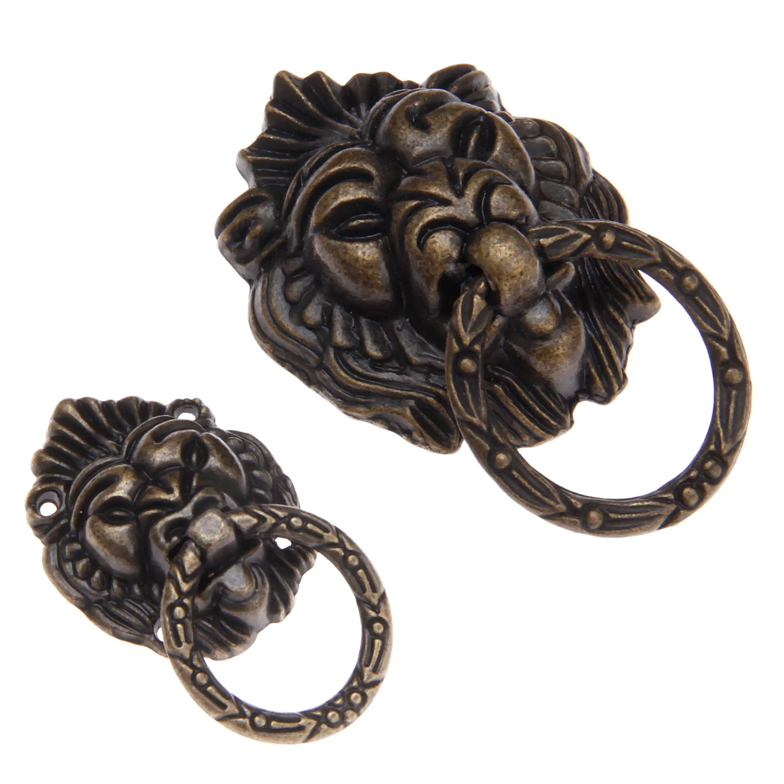 1Pc Antique Bronze/Gold Vintage Lion Head Door Handle Pulls Zinc Alloy Cabinet Dresser Drawer Pull Ring Knobs Furniture Hardware