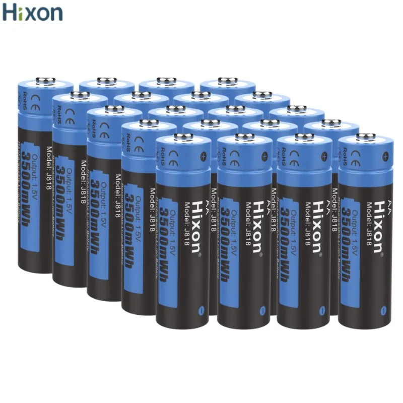 Hixon--1.5V 3500mWh AA Li-ion Rechargeable Battery 4 Slot Charger, Max Discharge Current 3A.For Mouse、Alarm Clock, Handle,Light