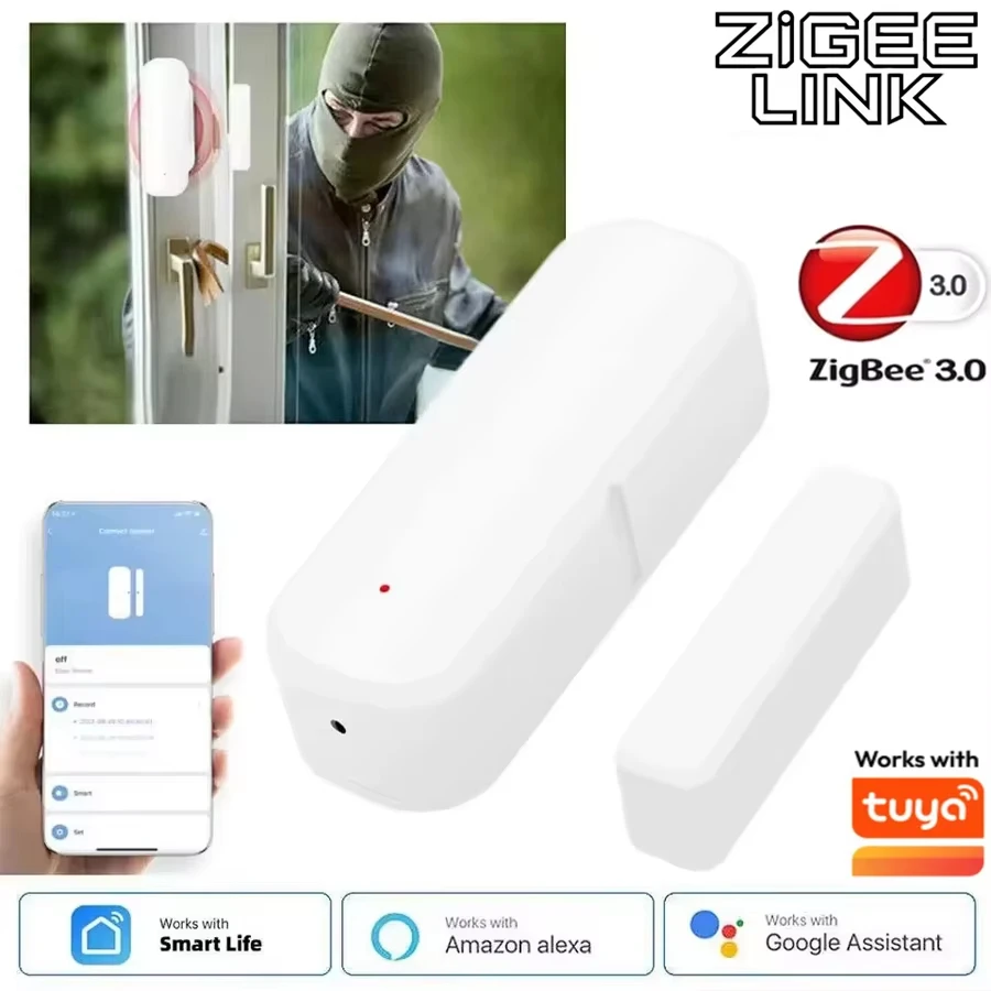 Zigbee 3.0 Tür- und Fenstersensor, Sicherheits-Magnetkontakt-Detektor, APP-Fernalarm für Alexa, Google Home Hub erforderlich – Detail 2