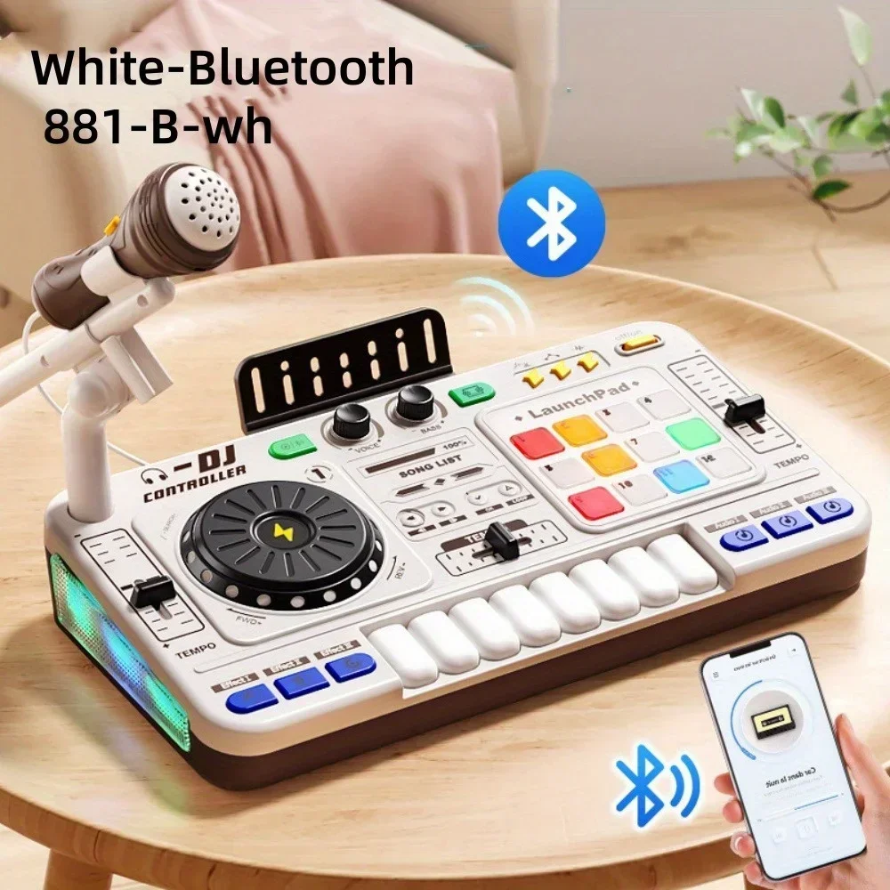 

Электрический DJ-плеер, музыкальная развлекательная игрушка с Bluetooth для детей, многофункциональный симулятор DJ-микшера, контроллер с микрофоном