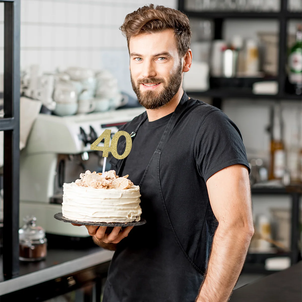 

24pcs Gold Number Cake Inserts Shining 40Th Birthday Decor For Cake Decorating Toppers Dessert Party Banquet Decoration