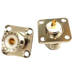 1Pcs SO239 SL16 UHF Female 4hole Flange Connector UHF SO-239 Female 4-holes Flange Panel Chassis Bulkhead Socket Mount Adapter
