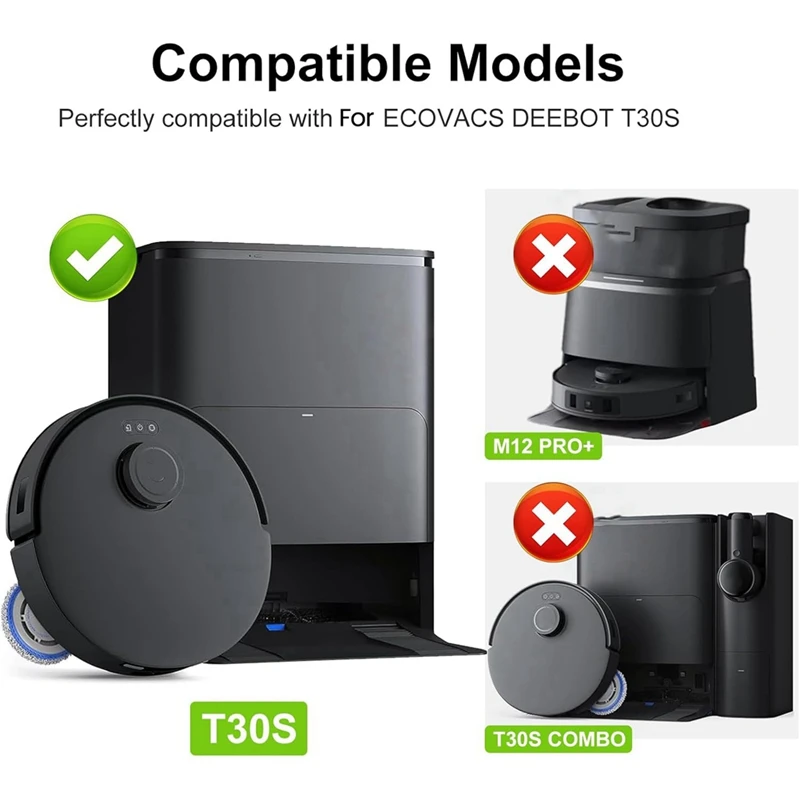 Para ecovacs deebot t30s combo robô vácuo, peças de reposição t30s escova lateral principal filtros hepa mop almofadas sacos pó