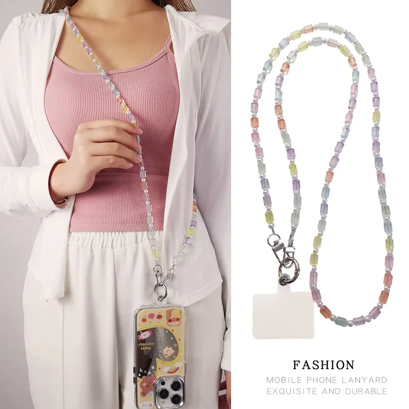 

Подвесная веревка для мобильного телефона, длинная диагональная подвесная цепочка с крестом, хрустальная круглая бусина, длинный веревочный чехол для телефона, ремешок с защитой от потери