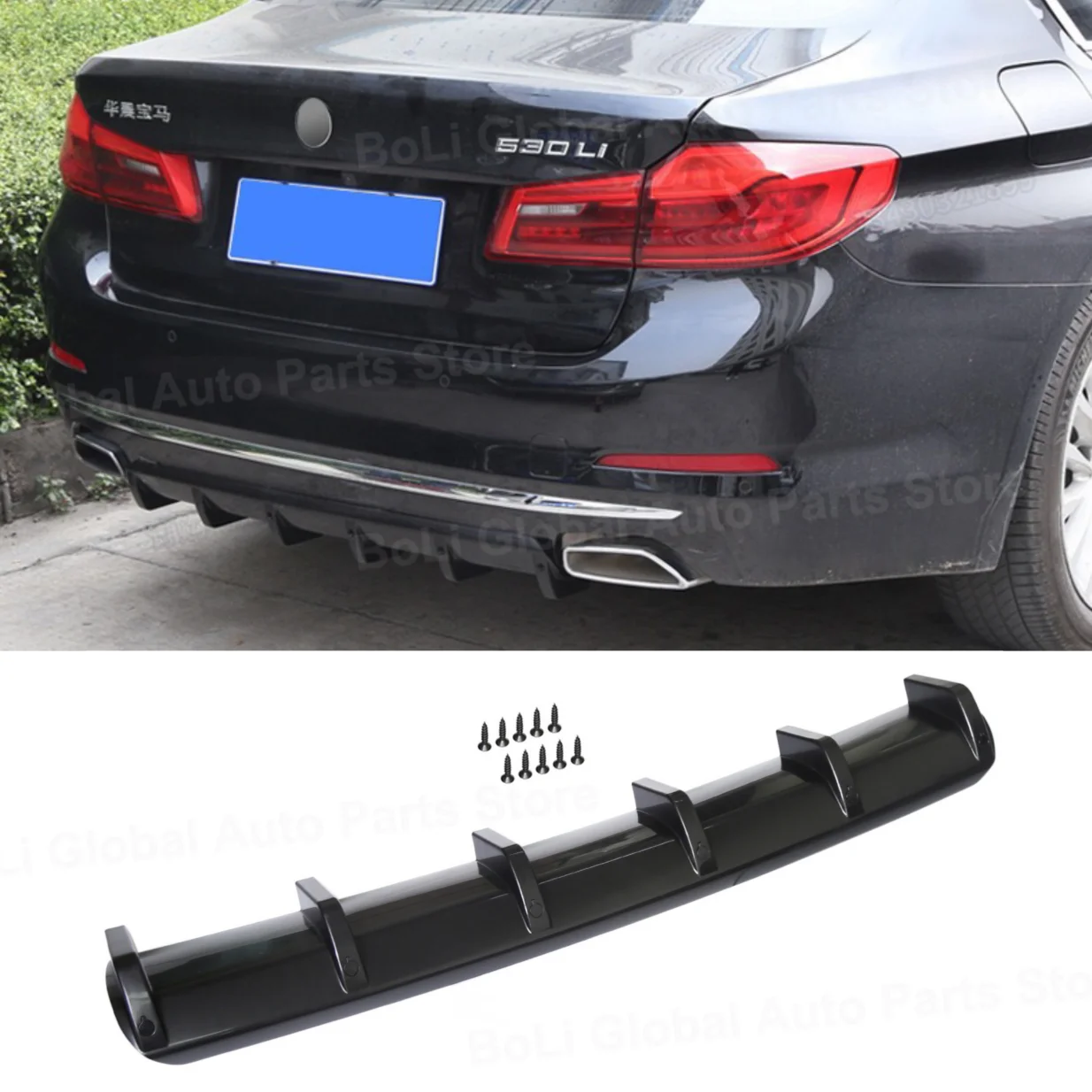 Universal 90CM Car Rear Bumper Lip 6 Fins Car Rear Bumper Spoiler Diffuser Automoble Protector