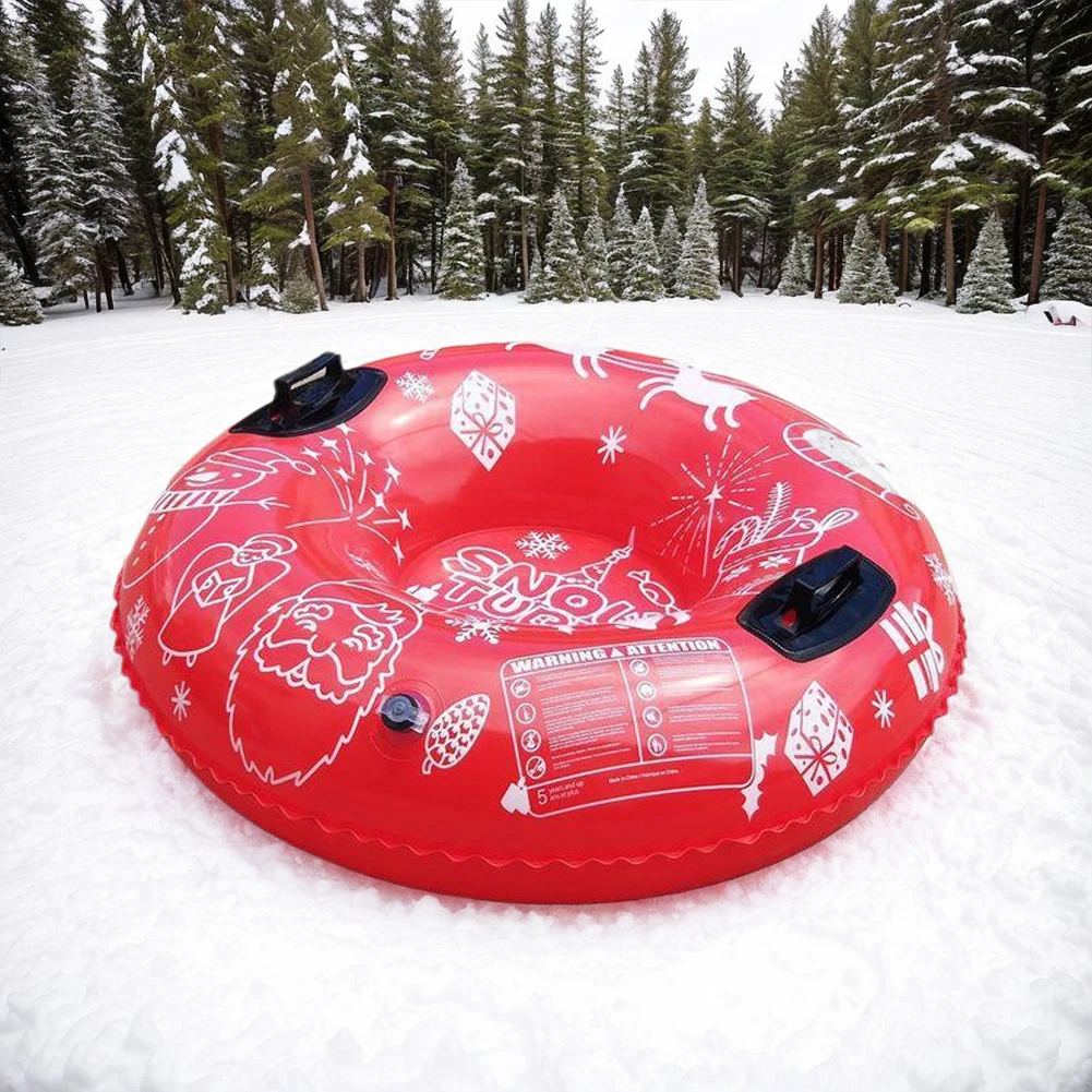 Universal Skiing Cushion with Handles Thickened Winter Inflatable Snow Tube Waterproof Ski Circle Outdoor Sports for Kids Adults