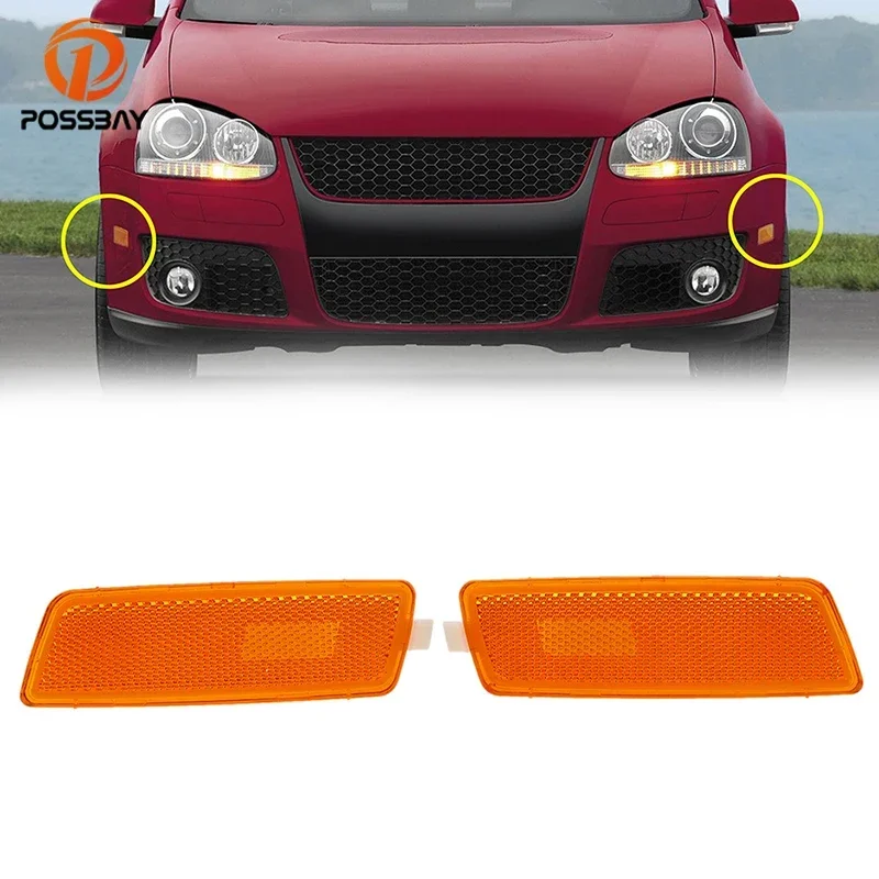 POSSBAY Car Front Bumper Side Marker Lights Indicator Turn Signal Light Without Bulb for VW Jetta 2005 2006 2007 2008 2009 2010