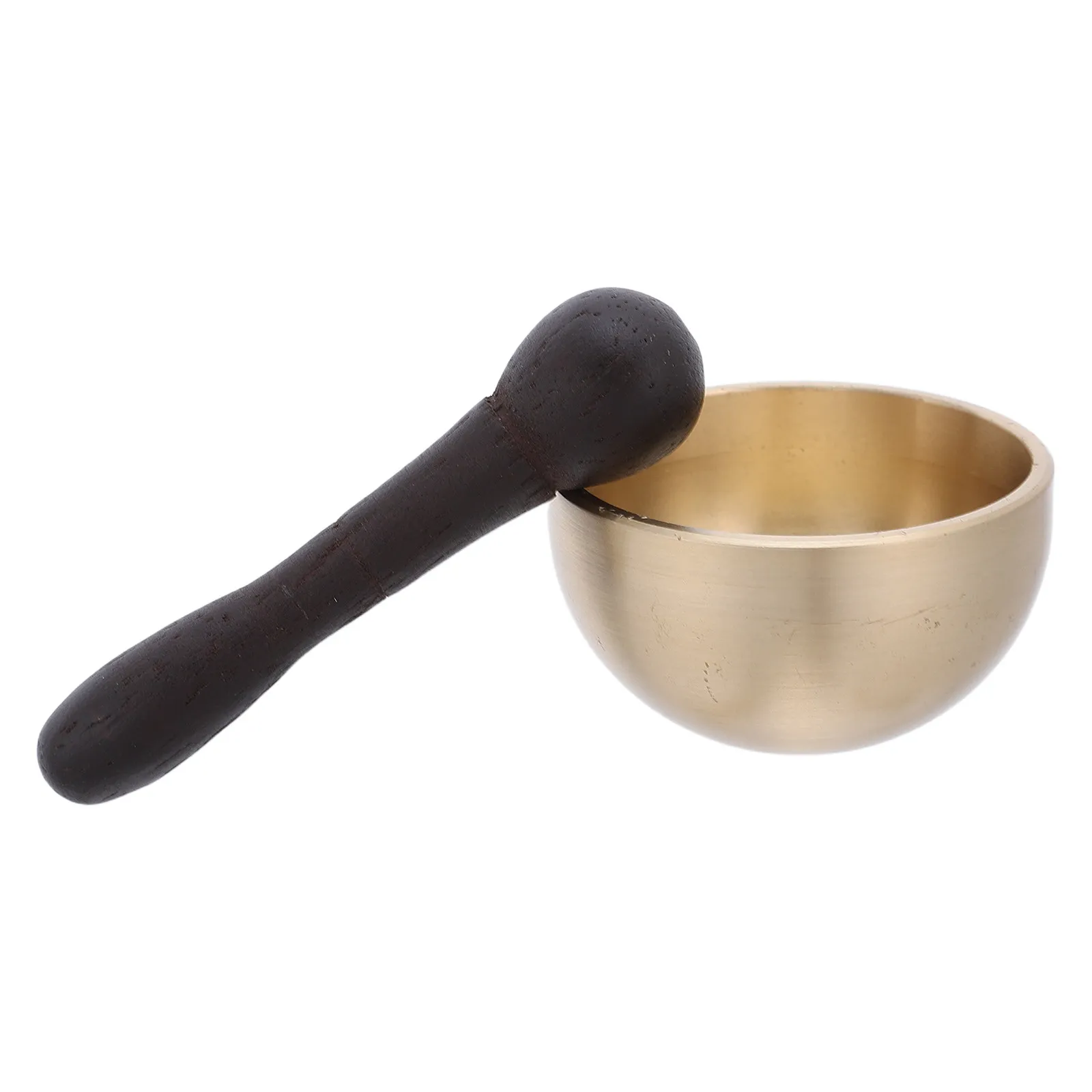 1 ensemble de mini bols chantants tibétains en laiton, 4 cm, format voyage, avec marteau en bois, pour la méditation, le yoga, la pleine conscience et la décoration Feng Shui