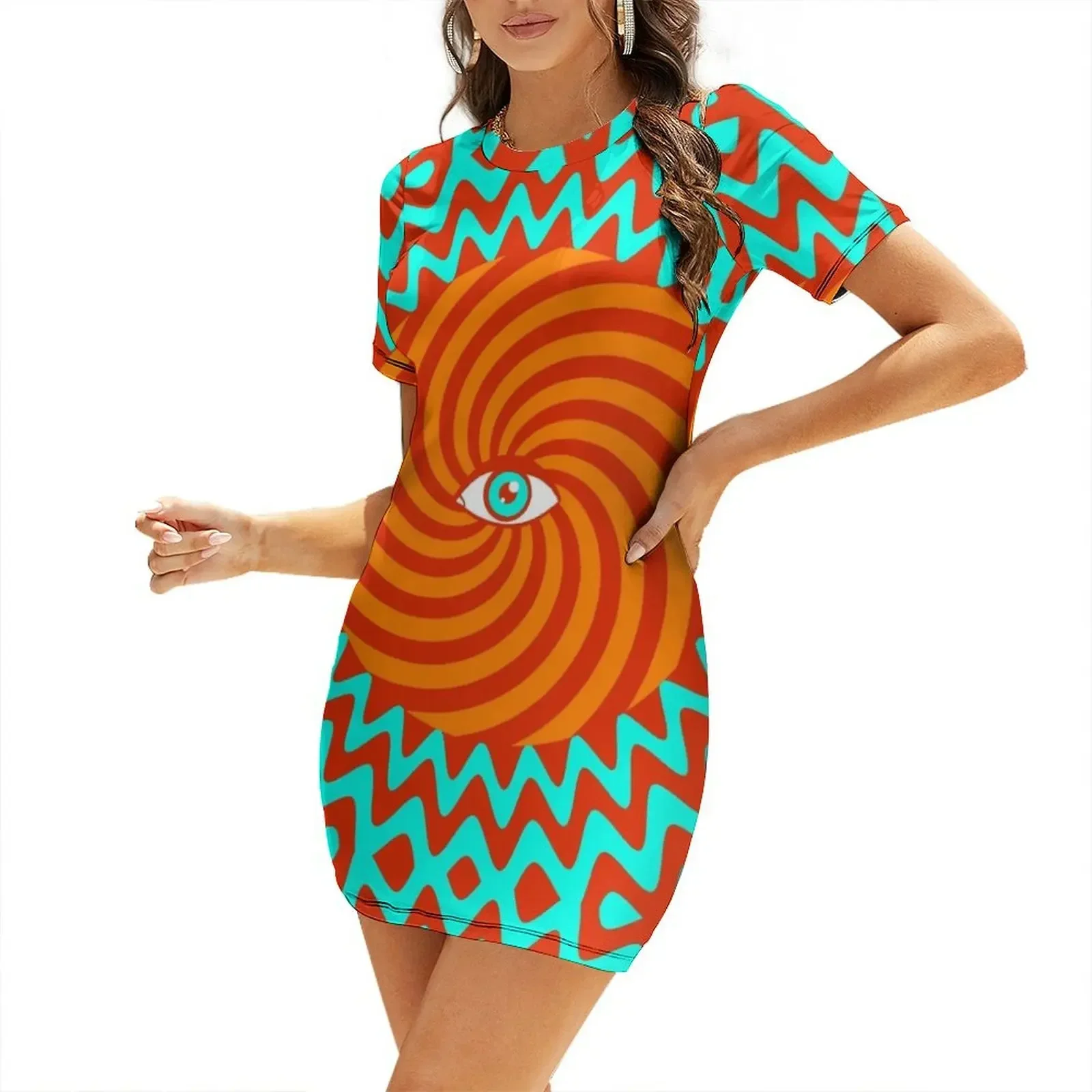 

Hypnotic poster Short-Sleeved Dress Women's clothing women's luxury party dress women clothes cute dress