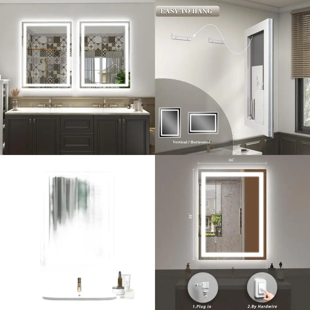 

Зеркало для ванной 24x32 дюйма с LED-подсветкой, функцией антизапотевания и задней подсветкой, сертифицировано ETL