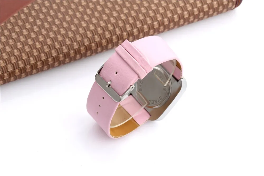 Jolie montre pour filles roses, nouvelle collection, bracelet en cuir, Quartz carré, mode dames, montre-bracelet enfant