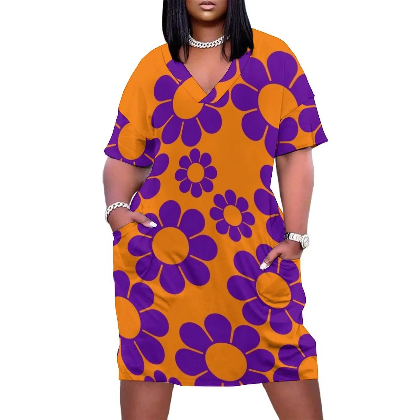 

Angiezeke's Custom Hippy Flower Bomb Loose Pocket Dress dress dresses summer women's dress 2025