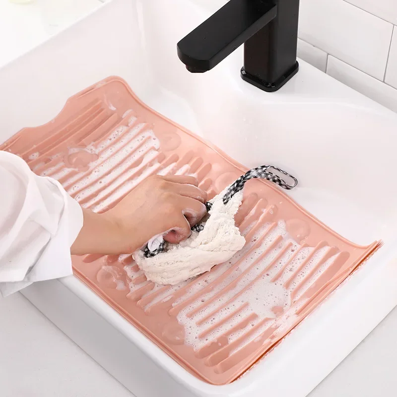 Silicone Washboard Foldable Anti-Slip Washboard Lazy Hands Free Socks Multifunctional Mini Washing Basin Clothes Cleaning Mops