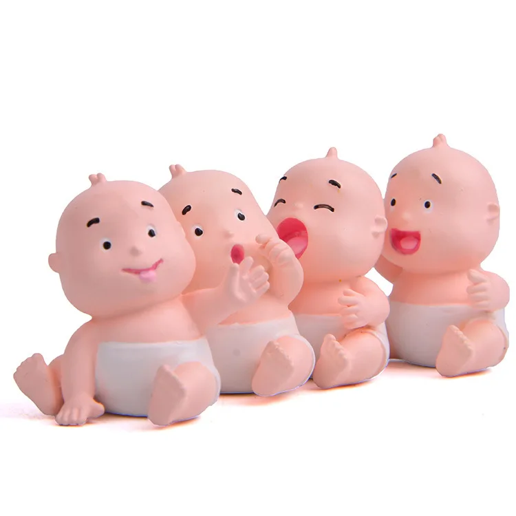 Samll Cute Lovely Baby Infant Figurines Resin Models Miniature Mini Figures Desktop Dollhouse Car Decoration Dolls Toys