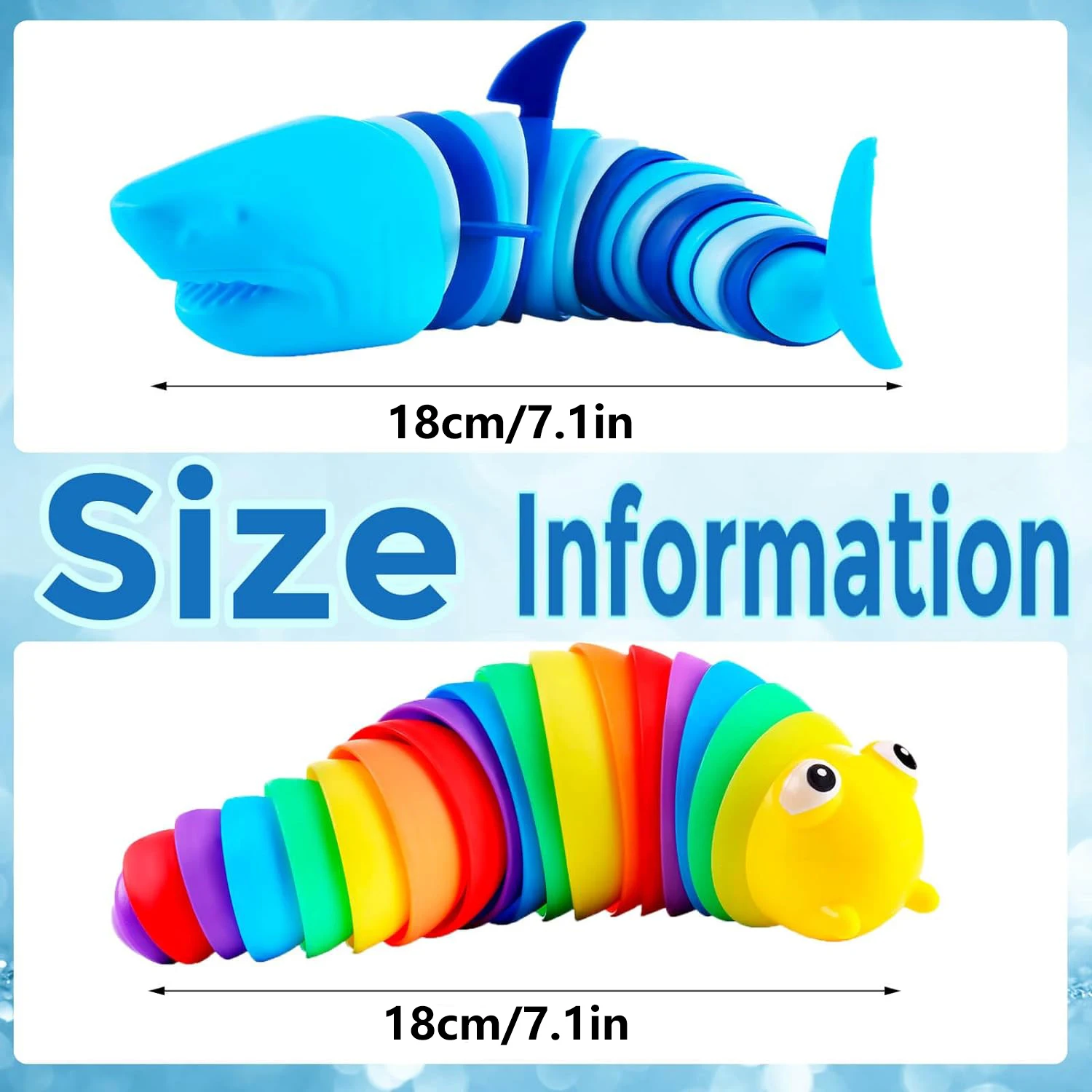 Fidget Slug Toy, Sensory Slug Fidget Toys, Cute Shark and Caterpillar Sensory Toys, Stress Relief Fidget Toy for party favor