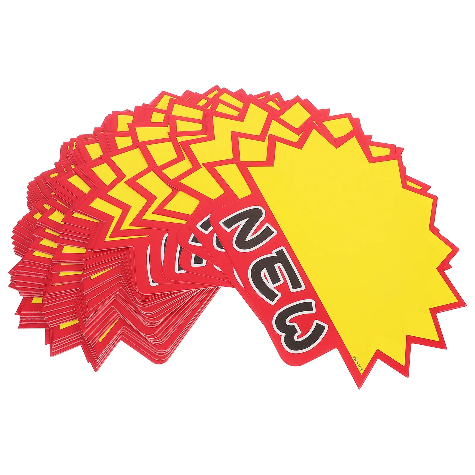 

100Pcs Price Tags Burst Shape Yard Sale Price Stickers Retail Display Paper Signs for Store Sale Decorations Business Garage