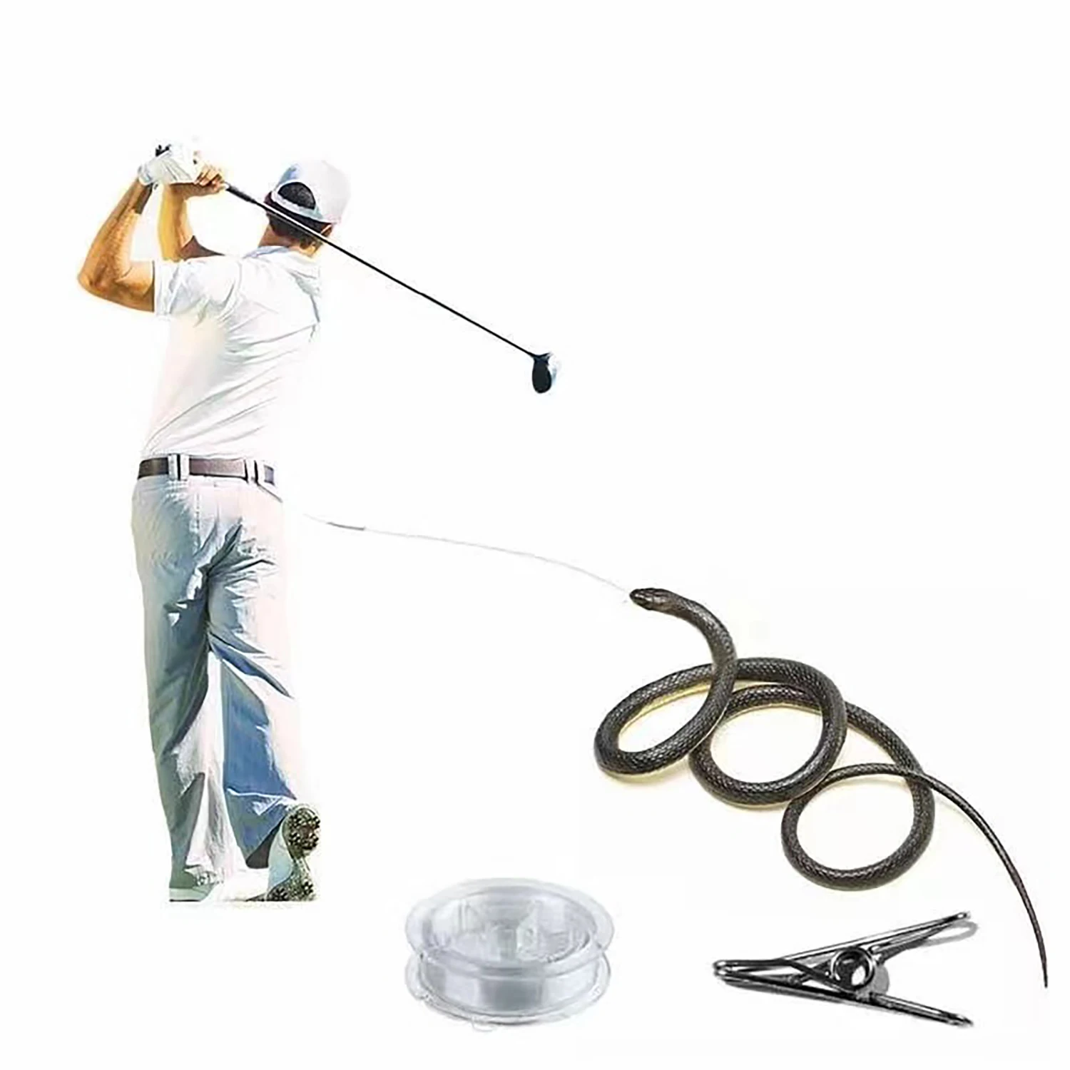 مزحة ثعبان مطاطية واقعية، ثعبان مزيف بحبل ومشبك للطفل، لوازم مزرحة مضحكة يوم كذبة أبريل