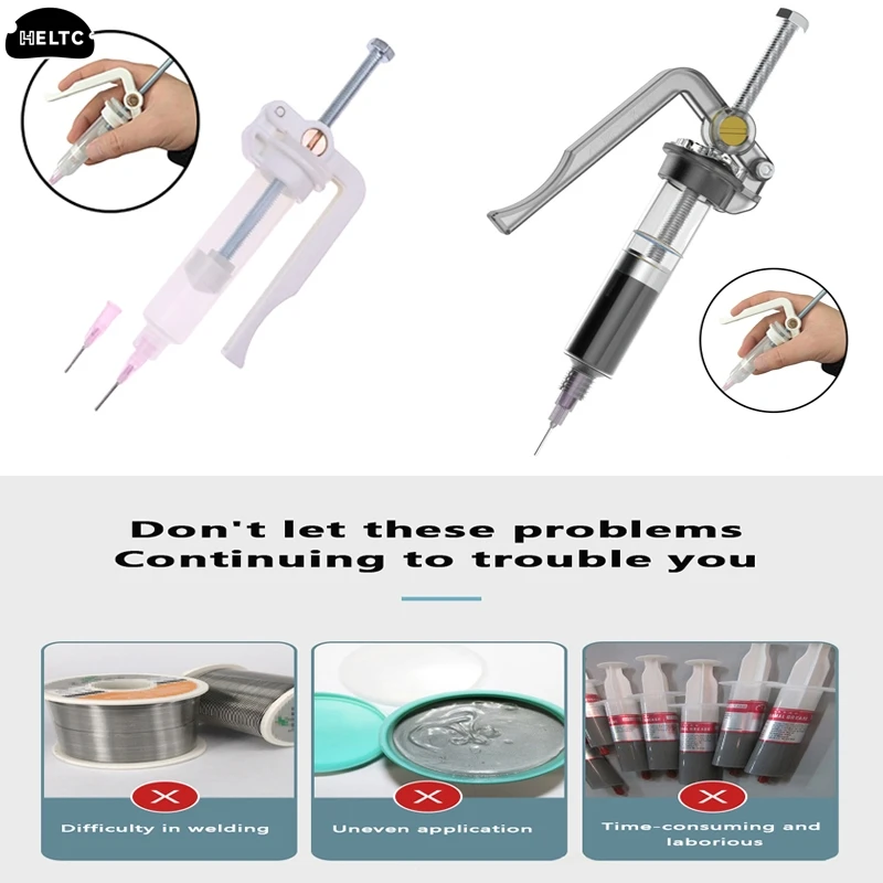 1set Solder Paste Extruder Circuit Board Repair Welding Oil Booster UV Glue Gun Syringe Propulsion Tool Soldering Accessor Tool