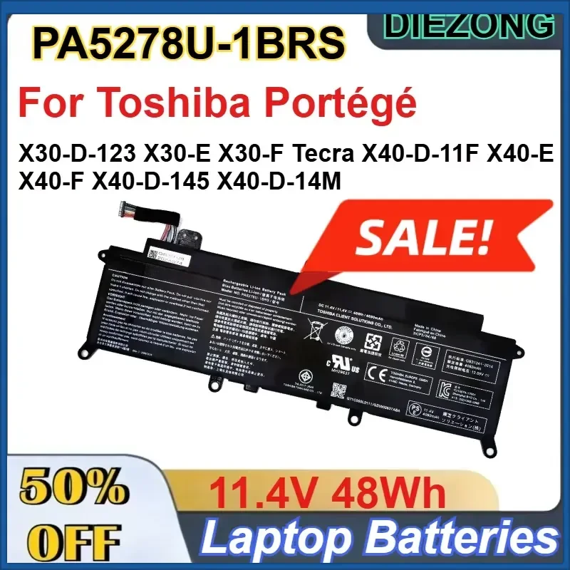PA5278U-1BRS 11.4V 48Wh Laptop Battery for Toshiba Portégé X30-D-123 X30-E X30-F Tecra X40-D-11F X40-E X40-F X40-D-145