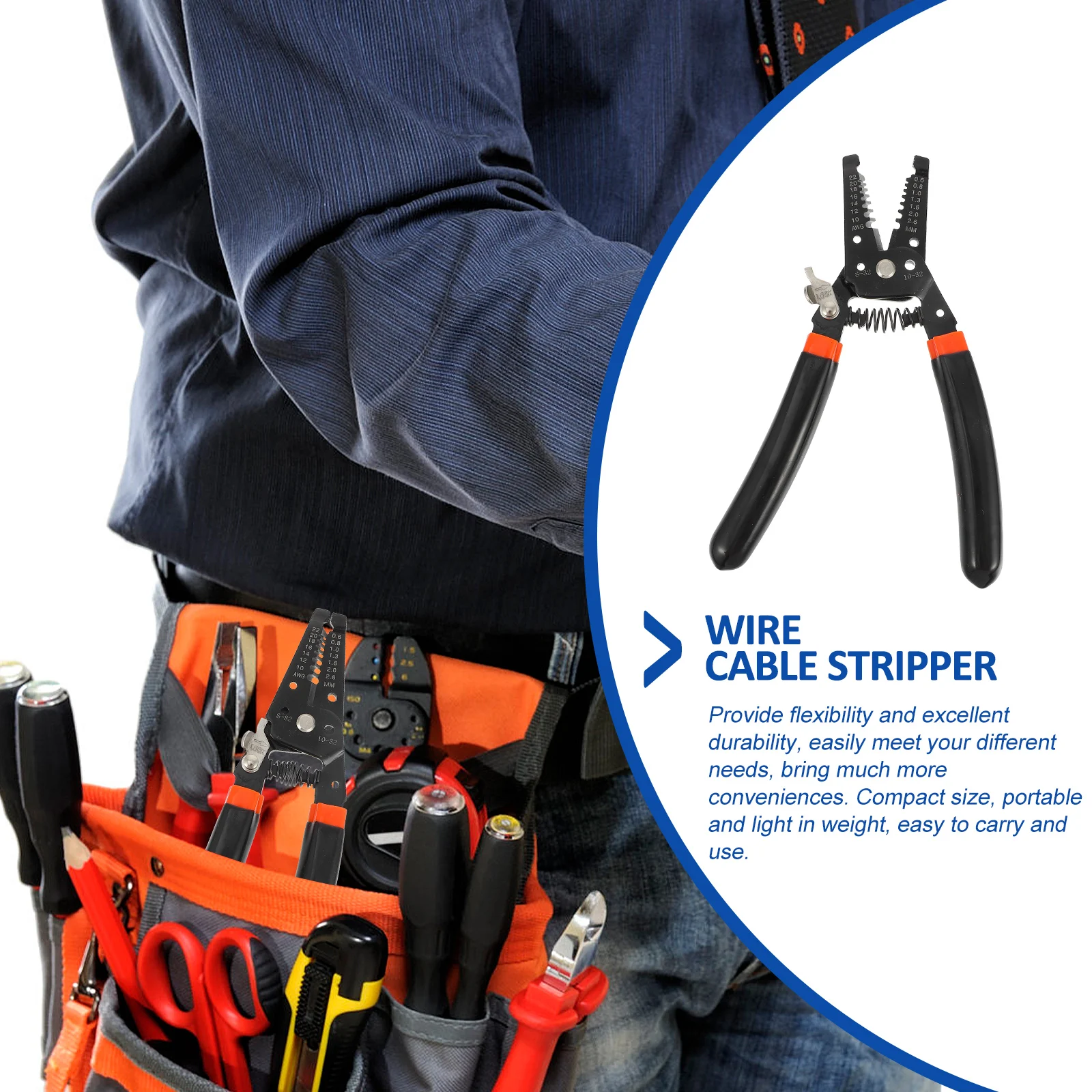 

Wire Strippers 7 Inch Ergonomic Handle Stripping Tool for Electricians Heavy Duty Wire Cutter PVC Cable Stripper