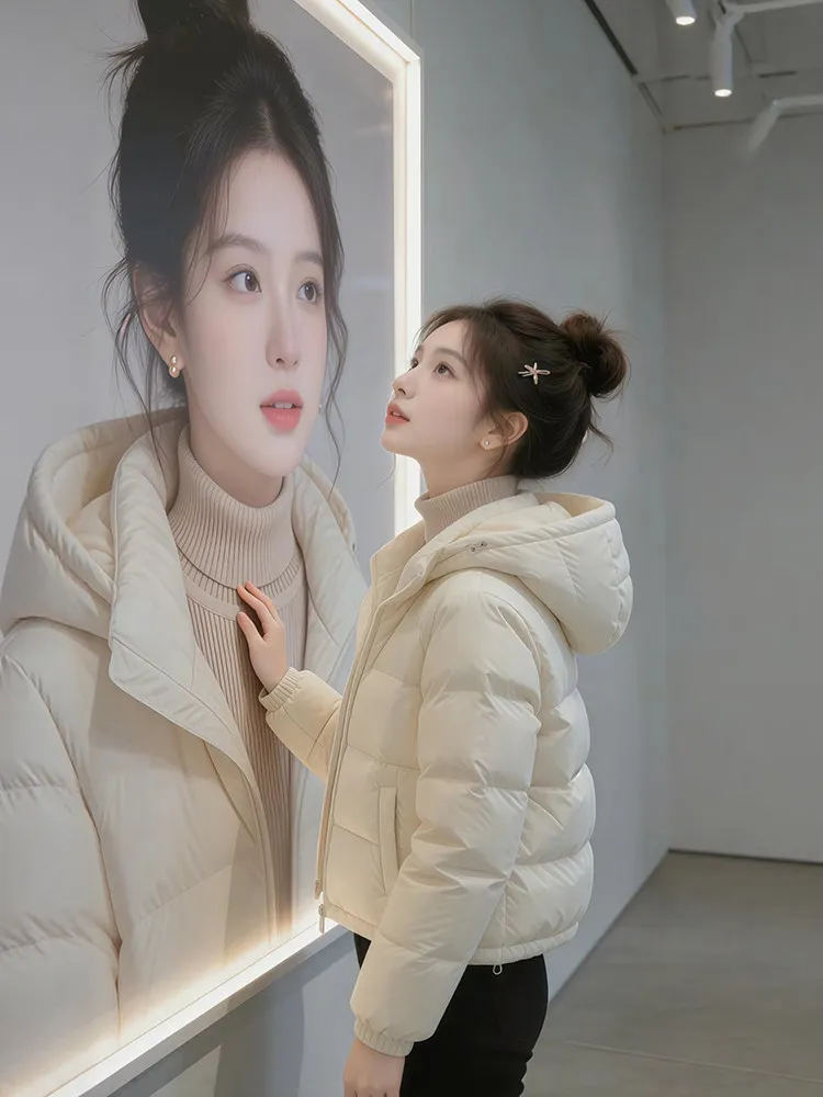 

Women's Thiened down Cotton Jaet Winter New Sle ort Bread Sle Coat Warm Small Cotton Coat Outerwear Korean Sle