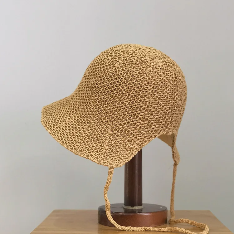 

Spring Summer Lace Trimmed hine Woven Fabric Fierman Hat Vintage Sun Protection Beach Photo Taking Buet Hat for Women