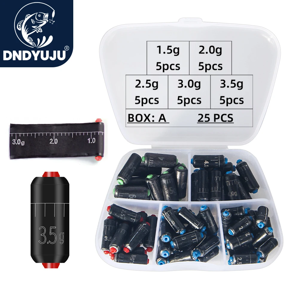 DNDYUJU-juego de reglas de pesca, plomos de plomo de 25 piezas, tamaño 1.5g-5,0g, accesorios de pesca de reemplazo rápido, aparejos