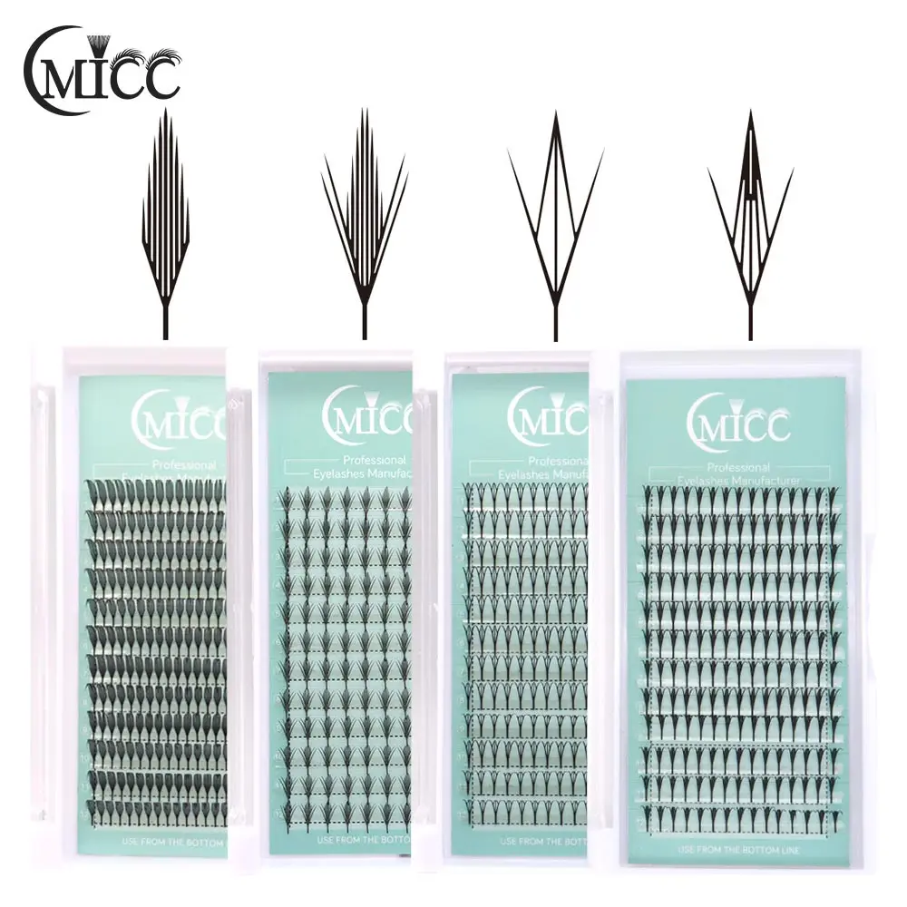 CMICC 12 Rows Fans Manga Eyelash Extensions Elf Ear Eyelashes Premade Volume Lashes Fans Faux Mink Lashes Cashmere Feather lash