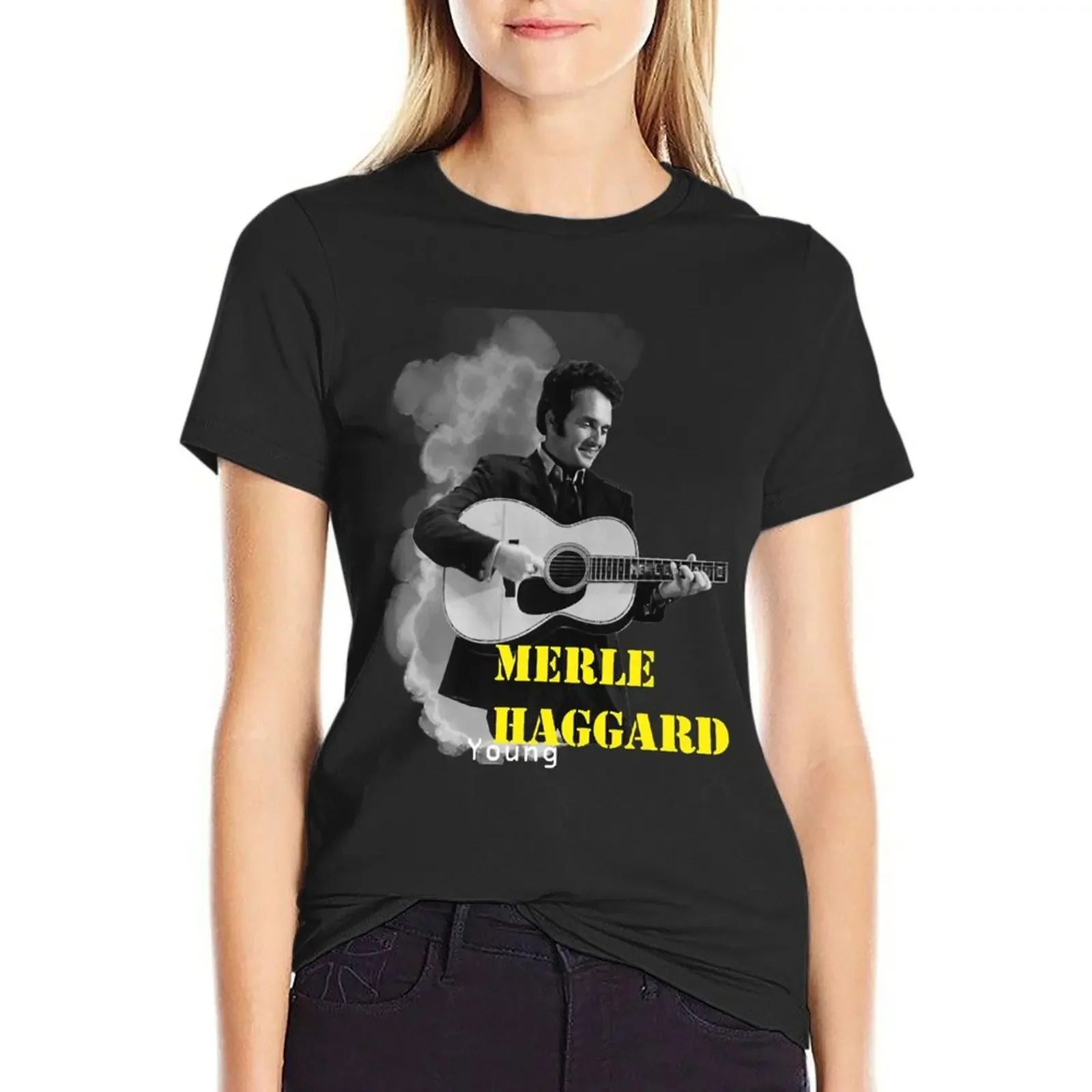 

merle haggard giutar smile Essential T-Shirt graphics korean fashion hippie clothes Aesthetic clothing white t shirts for Women