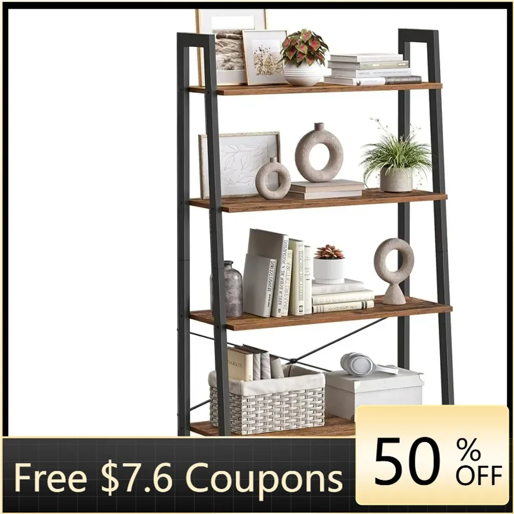 

Bookcase With Steel Frame Kitchen Accessories Storage Rack Shelf 4-Tier Bookshelf Freight Free & Organization Home