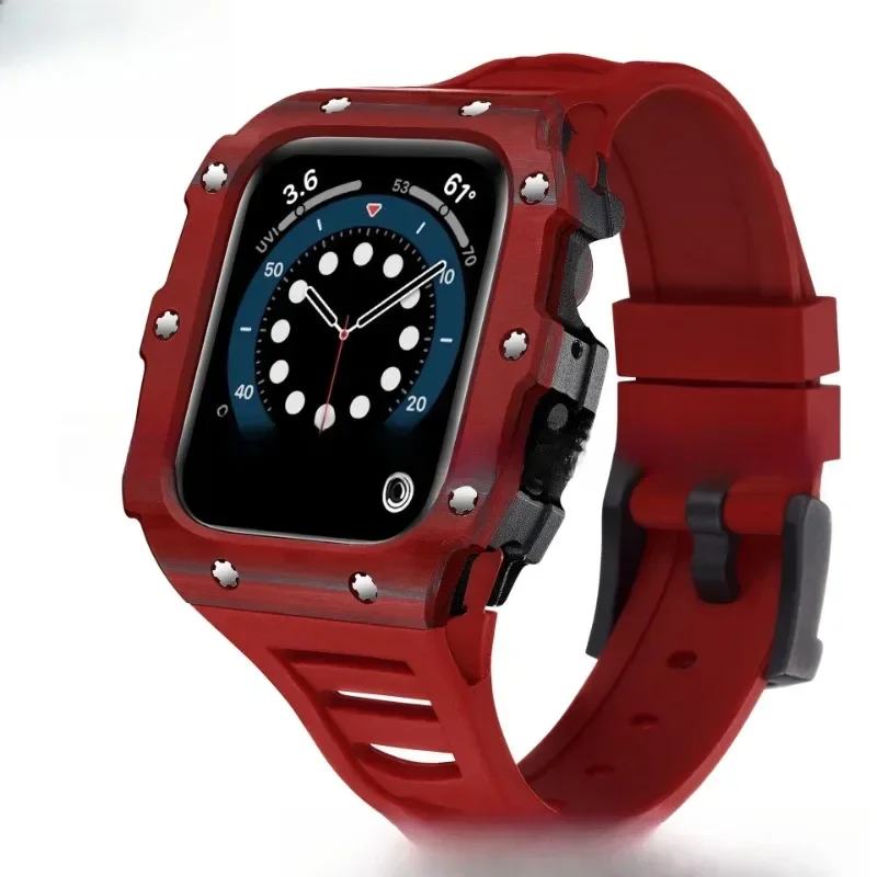 Applicable to Apple Watch, Carbon Fiber Case iWatch 6/7 Generation 40/41/44/45mm Strap Modified Case