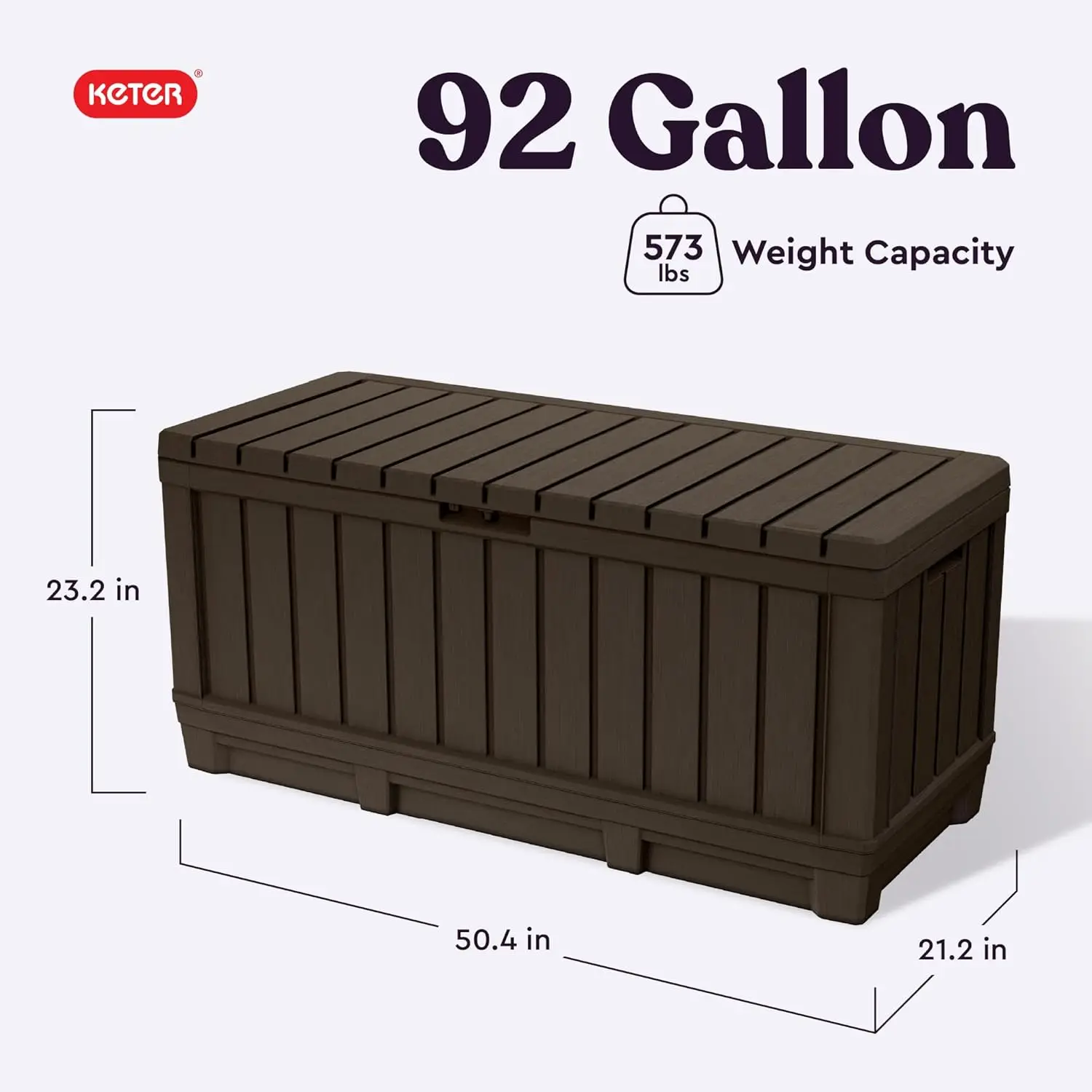 Kentwood 92 Gallon Resin Deck Box-Organization and Storage for Patio Furniture Outdoor Cushions, Throw Pillows, Garden Tools