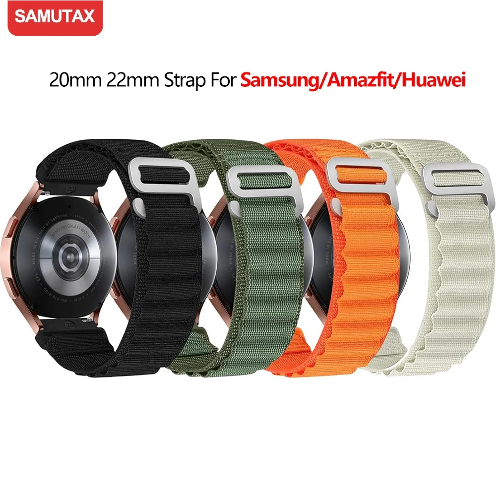 20mm22mm Strap for Samsung Galaxy Watch 4 5 Pro Classic Gear S3 Active 2 Nylon loop correa Bracelet Amazfit GTS 2 3 4 5 6 7 Band