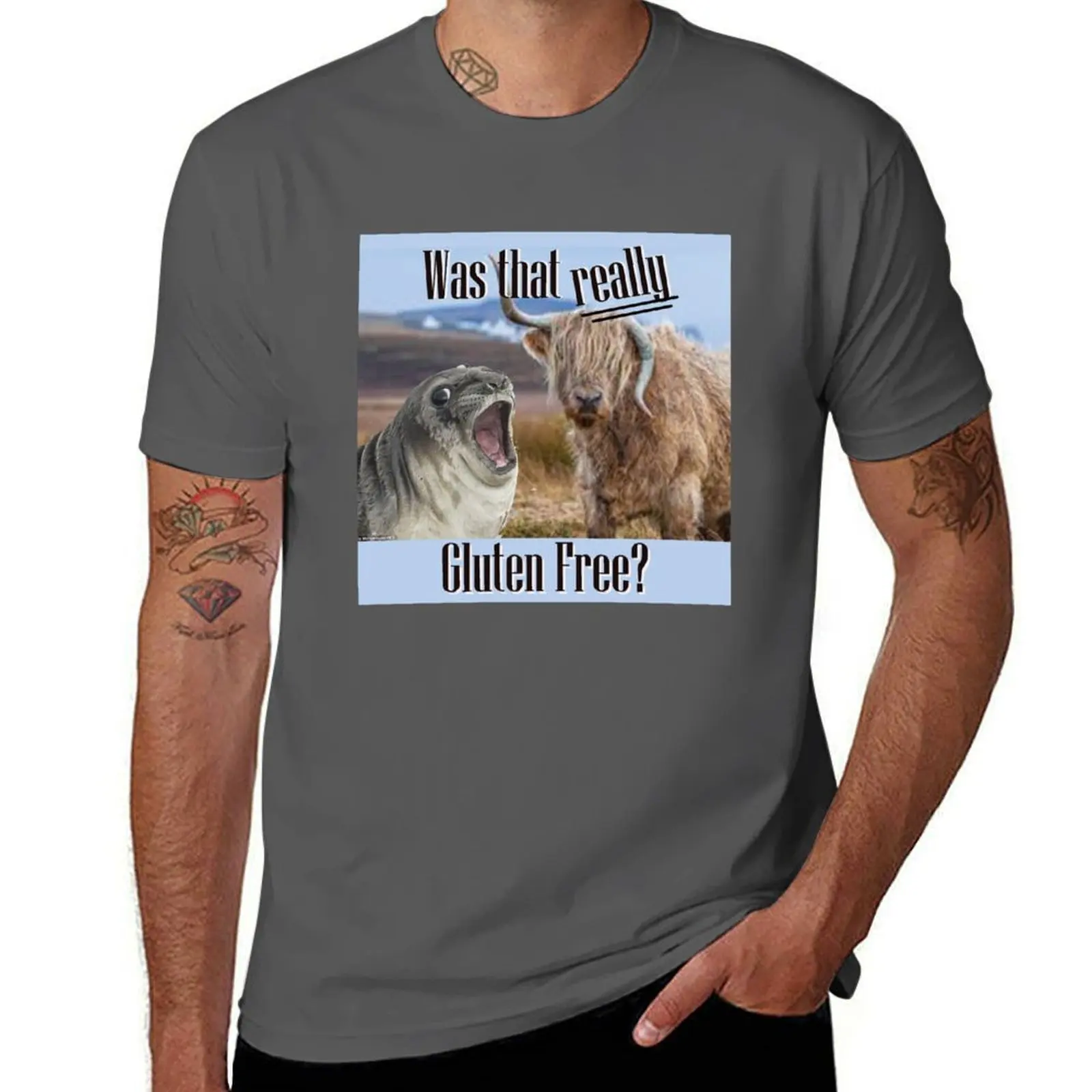 

Celiac Seal and Yak - Was that REALLY Gluten Free T-Shirt anime t shirts oversize t shirt custom print T-Shirt