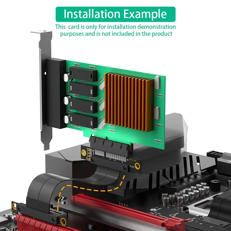PCIE X4 Verlängerungs-Riser-Kabelverlängerung, vergoldete Anschlüsse, PCI Express 4X Stecker auf Buchse, Steckplatzadapter, PCI-E X4, flexibles Kabel