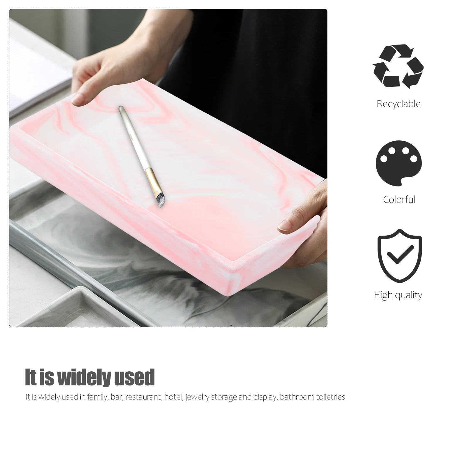 

Marble Tray Delicate Texture Ceramic Serving Jewelry Storage Dish Decorate Exquisite Craftsmanship Ceramics Plate