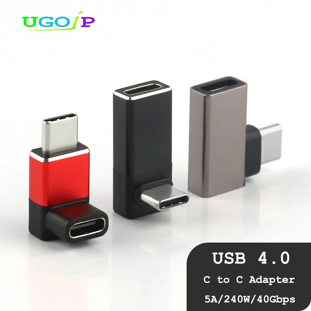 محول UGOjP USB من النوع C OTG USB4.0 40 جيجابت في الثانية 240 وات USB C إلى النوع C محول شحن سريع 90 °   محول بيانات USB C لهاتف ماك بوك
