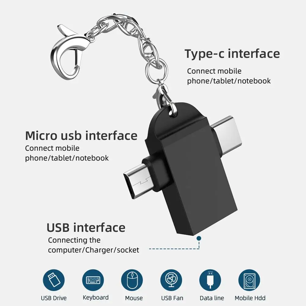 2 In 1 Android OTG Adapter  USB 3.0 Female To Micro Mobile Phone Adapter Usb Connector Multi-Funct Type C To USB Connector