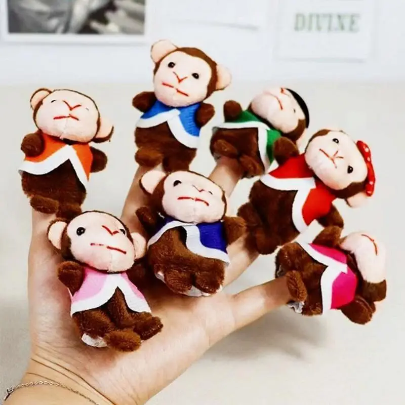 Monkey Finger Puppets 7Pcs Pluszowe figurki Zabawki Zabawny zestaw lalek na palec Historia Czas Nauka Pomoc dla szkoły Odgrywanie ról Impreza