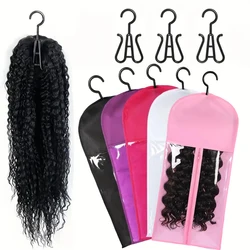 Wig & Hair Extension Hanging Storage Bag Transparent Dustproof Protector with Hook for Salon Home Use