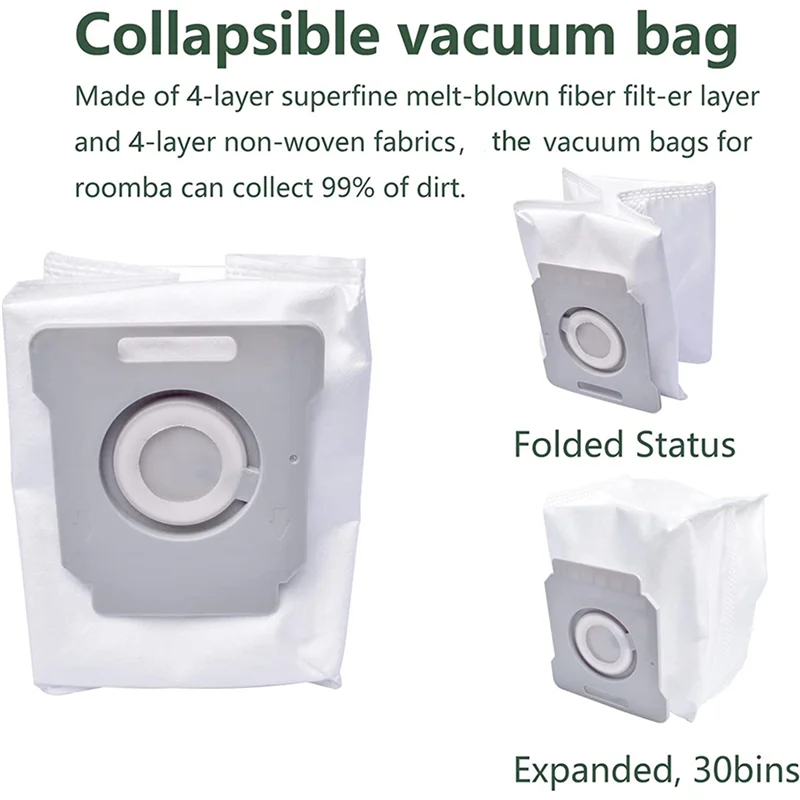 

ABRS-51 Pack Vacuum Bags For Irobot Roomba Bags I7 I7+ I3 I3+ I4 I4+ I6 I6+ I8 I8+ J7 J7+/Plus S9 S9+ I & S & J Series Parts