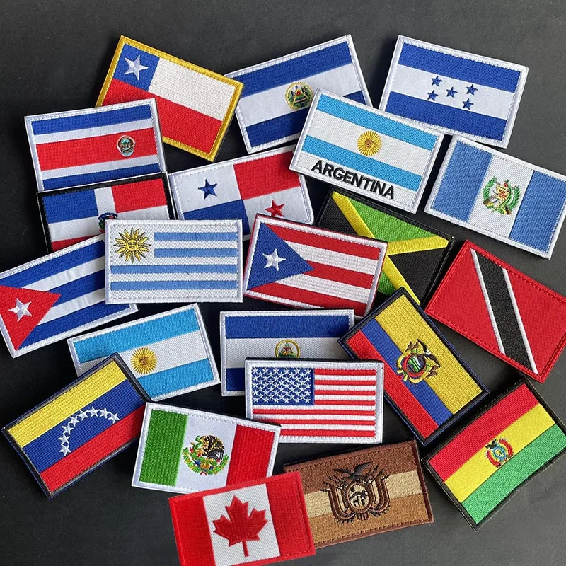 Colombia Jamaica Cuba,Peru and Others North South America Flag Morale Badge Embroidery Patch Tactical Sticker Backpack Applique