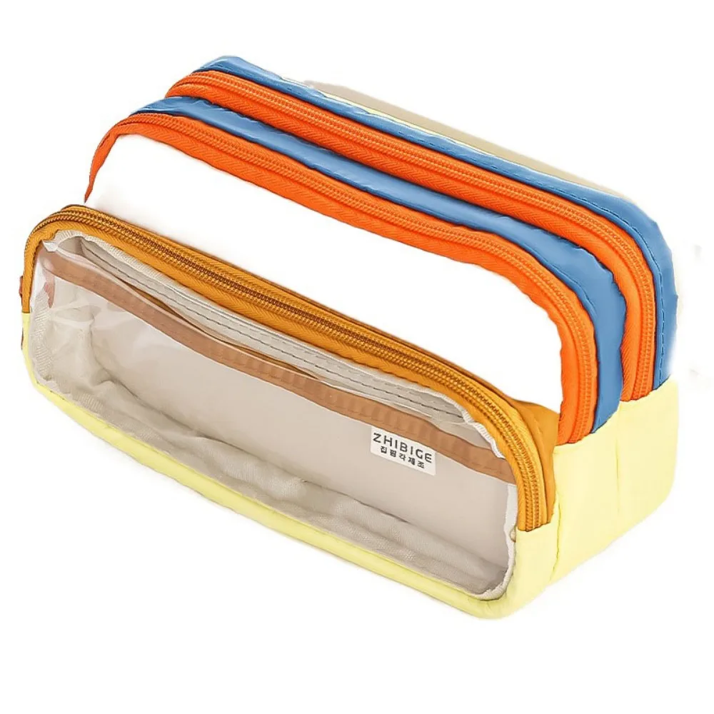 

Japanese Style Pencil Bag Large Capacity Multi-layer Stationery Storage Bag Dirt Resistant Color Blocked Pen Pencil Case
