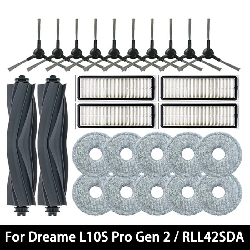 Accessoires pour aspirateur Robot Dreame L10S Pro Gen 2/RLL42SDA, brosse principale, filtre Hepa, pièces de rechange en tissu de vadrouille