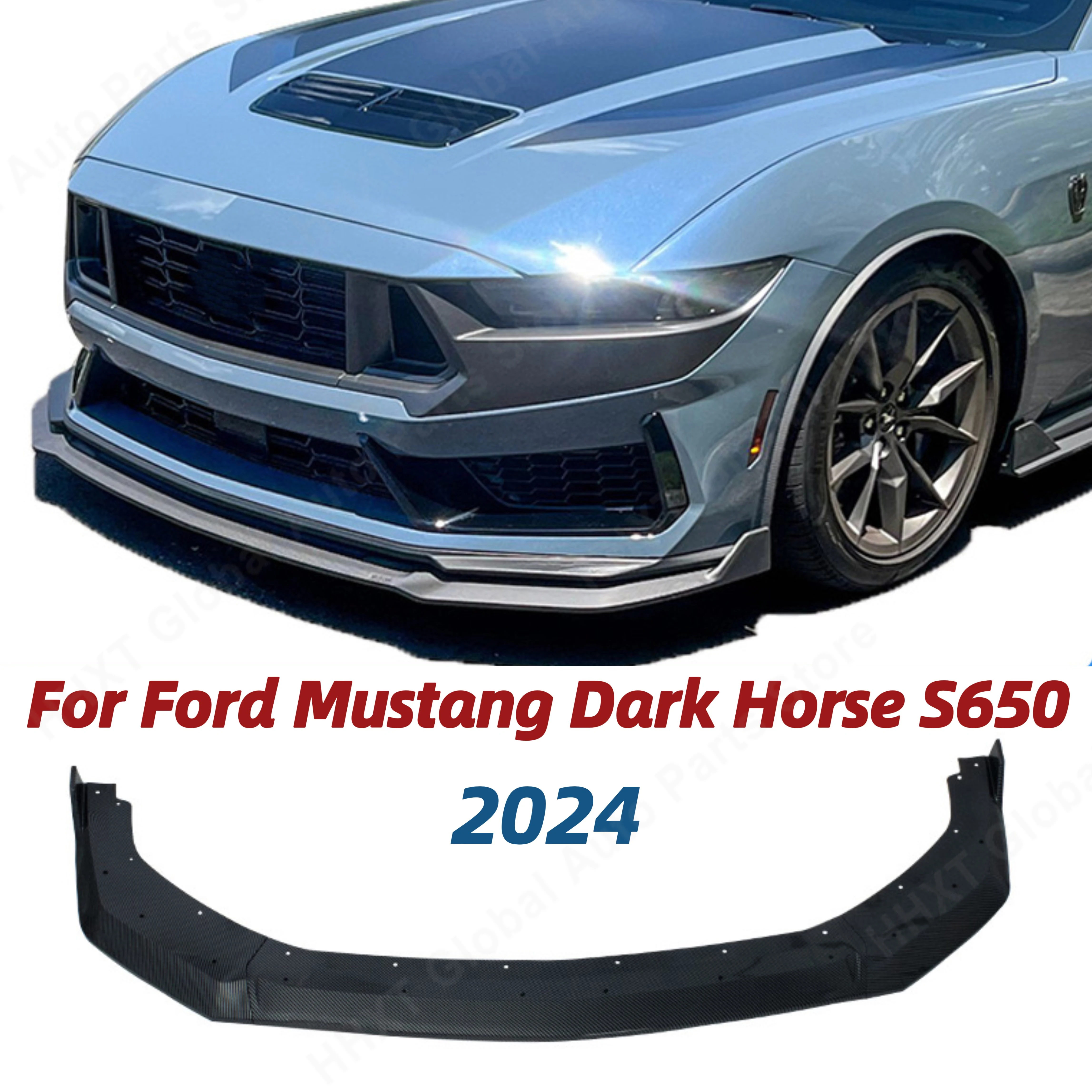 For Ford Mustang Dark Horse S650 2024 Car Front Bumper Lower Lip Spoiler Splitter Body Kit Guard Diffuser Cover Trim Accessories