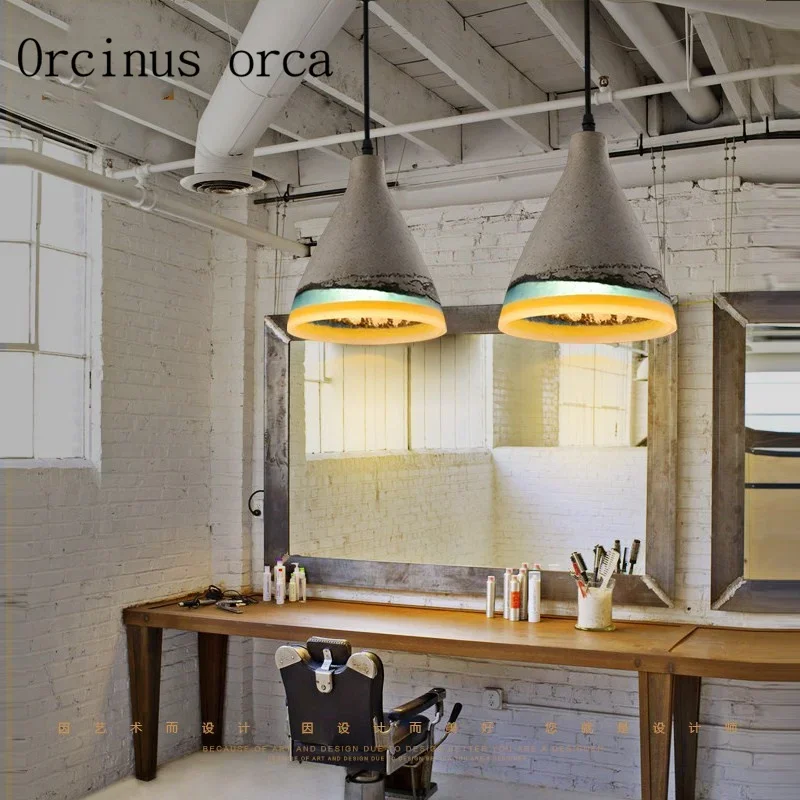 Nordic retro industrial wind cement single chandelier coffee shop bar restaurant balcony creative decorative Chandelier image 4
