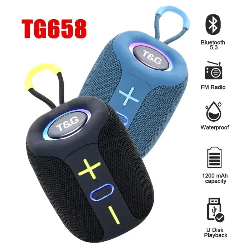 T&G TG658 Portable Bluetooth Speaker Wireless Subwoofer Column Mini Bass FM TF Music Play For Android iOS Smart Phone PC Laptop