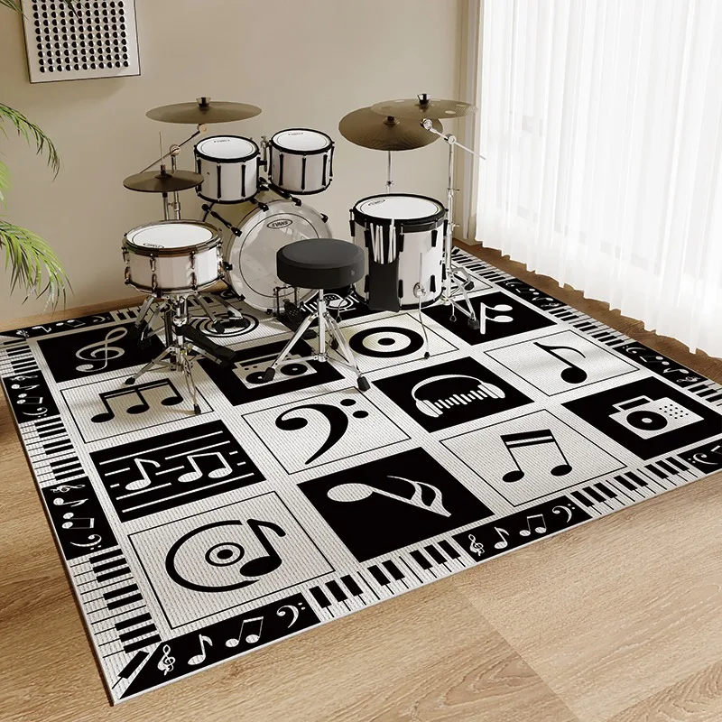 Carpet for Living Room Retro Drum Set Piano Soft Floor Mat Study Bedroom Chair Shock Absorption Sound Insulation Rug Tapis Ковер