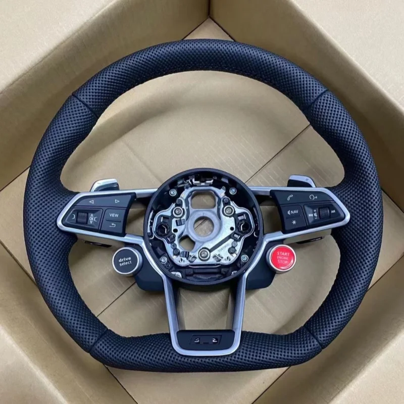 LED Carbon Fiber Perforated Leather Steering Wheel For Audi RS RS4 RS6 RS7 SQ5 Q3 Q5 Q7 Q8 R8 A3 A4 A5 A6 C7 A7 A8 B6 B8 B9 TT - view 5