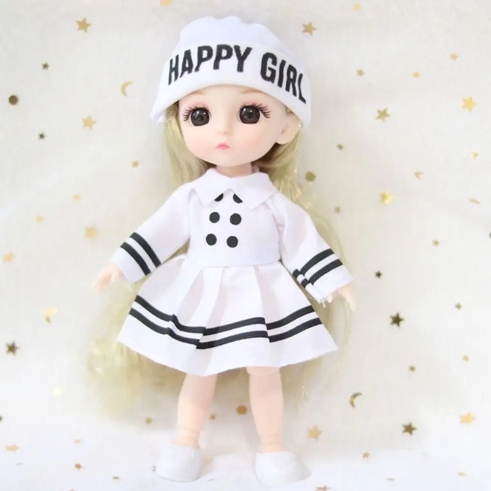 دمية BJD BJD 1/12 مع ملابس مع عيون زرقاء دمية فتاة صغيرة مع ملابس 13 مفاصل متحركة مع أحذية